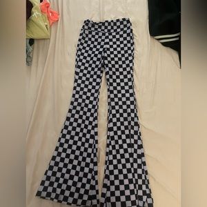 checkered boot cut leggings